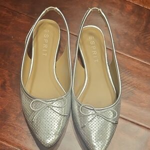 Esprit Metallic Silver Slingback Flats